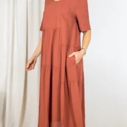 ROBE ANNA SAVARELLI S1108A -Modes Sylphide Soldes Magasin 014981 ROBE S1108A ANNA SAVARELLI BRIQUE 0 scaled