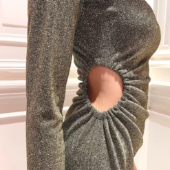 ROBE LUREX OUVERTE DORÉ OU NOIR -Modes Sylphide Soldes Magasin col roule 2684 2