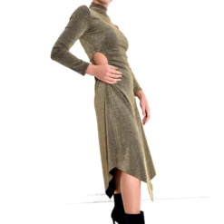 ROBE LUREX OUVERTE DORÉ OU NOIR -Modes Sylphide Soldes Magasin col roule 2684 4