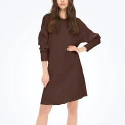 Only Robe Pull Fia Katia écru Ou Marron -Modes Sylphide Soldes Magasin onlfia 15259280 2